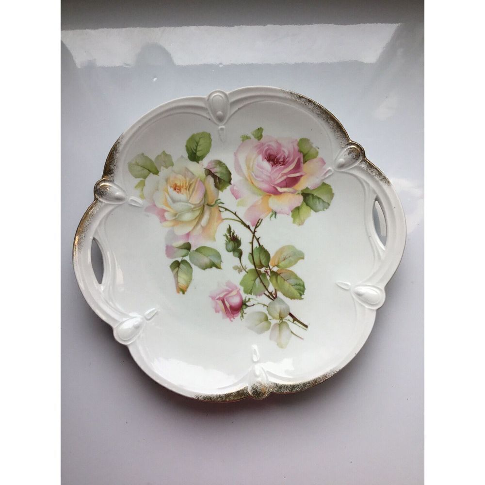 Vtg‎ Cake Plate RED LION Mark Bavaria Lehmann Arzberg